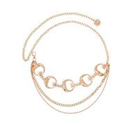 EMOTTOS Cinturón de Cadena Ajustable para Mujer - Estilo Western Cowboy Cowgirl - Metal con Perlas para Jeans y Vestidos (D-GOLD)