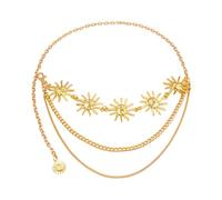 EMOTTOS Cinturón de Cadena Ajustable para Mujer, Estilo Western Cowboy Cowgirl, Metal Exquisito Con Perlas para Jeans y Vestido (C-GOLD)