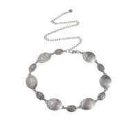 EMOTTOS Cinturón de cadena Concho para mujer, Cadena de cintura de metal ajustable Western Cowboy Cowgirl para mujeres, Cinturones boho exquisitos para jeans vestido(A-SILVER)