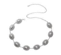 EMOTTOS Cinturón de cadena Concho para mujer, Cadena de cintura de metal ajustable Western Cowboy Cowgirl para mujeres, Cinturones boho exquisitos para jeans vestido(C-SILVER)