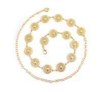 EMOTTOS Cinturón de Cadena para Mujer, Ajustable Western Cowboy Cowgirl, Exquisito Metal con Perlas para Jeans Vestido (B-GOLD)