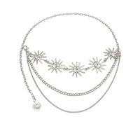 EMOTTOS Cinturón de Cadena para Mujer, Ajustable Western Cowboy Cowgirl, Metal Exquisito con Perlas para Jeans Vestido (C-SILVER)