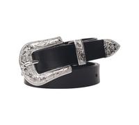 EMOTTOS Cinturón de cuero vintage para mujer- Hebillas talladas Cinturones de vaquero occidental para mujeres, cinturón con hebilla retro exquisita tallada para jeans vestido vestido(A-SILVER)