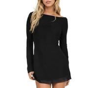 EMOTTOS Mujeres sin Espalda Mini Vestido, Sexy Cóctel Malla Vestido Ajustado con Tirantes Ajustables, Slim Fit Cuello Redondo Bodycon Vestidos para Festive Clubbing Party, Negro, S