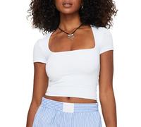 EMOTTOS Mujeres Y2k Slim Tops, Verano Sexy Cuello Cuadrado sin Mangas Vest Tops, Slim Fit Off-Shoulder Crop Top Camisola(Blanco-XL)
