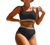 EMOTTOS Sexy Traje de Baño para Mujer, Control de Barriga, Traje de Baño sin Espalda con Cuello en V y Sujetador, Traje de Baño de Dos Piezas con Cintura Alta, Suave y Curvilíneo(4 Estilos, S/M/L)