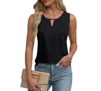 EMOTTOS Tops sin Mangas Acanalados para Mujer, Camiseta de Tirantes de Verano con Cuello en V y Cintura ceñida.(Negro-S)
