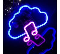 Emparejamiento de nubes y notas, logotipo de neón LED azul + rosa, diseño encantador, batería doble USB/aa, bares, fiestas, luces de decoración del hogar, regalos de vacaciones