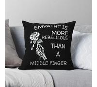 Empathy Is More Rebellious - Funda de almohada cuadrada de poliéster y lino y terciopelo, con cremallera, decorativa, para sofá