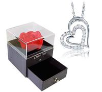 EMPATHY JEWELS Colgante Mujer Corazon Plata De Ley 925, Regalo romántico para Ella - Regalos Originales para Mujer Joven con Rosa Roja eterna para Dia de la Madre.