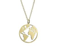 EMPATHY JEWELS Collar Mundo de Plata de Ley con Cadena de Plata 42 cm- Gargantillas Mujer con Colgante de Plata Mapa Mundi - Collar Mujer Plata Globo Terraqueo para Regalos Originales Mujer - Regalos