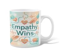 Empathy - Taza de café de cerámica, moderna, minimalista, gana, corazón, verde azulado, novedosa, taza de chocolate caliente con asa, ideal para amigos, familiares, compañeros de trabajo, profesores