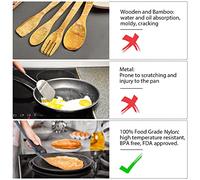 Empava Juego de utensilios de cocina, 4 espátulas antiadherentes, cuchara de espagueti, cucharón de sopa, cuchara ranurada, juego de utensilios de nailon para cocinar antiadherente