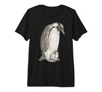 Emperor Penguins and Chick Vintage Art Camiseta Premium
