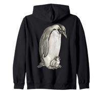 Emperor Penguins and Chick Vintage Art Sudadera con Capucha