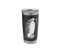 Emperor Penguins and Chick Vintage Art Vaso térmico de acero inoxidable de doble pared
