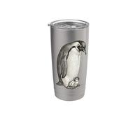 Emperor Penguins and Chick Vintage Art Vaso térmico de acero inoxidable de doble pared