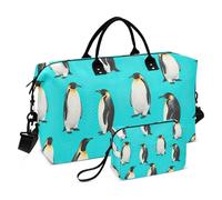 Emperor Penguins - Juego de 2 bolsas de lona para viajes y maquillaje, diseño de pingüinos brillantes para mujeres, bolsas de viaje nocturno, equipaje, bolsa de gimnasio