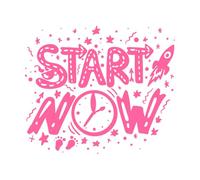 Empieza ahora con letras dibujadas a mano Calcomanías de pared de PVC 49.2x57.6cm Incluye kit de película de transferencia Rosa