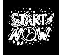 Empieza ahora con letras dibujadas a mano Calcomanías de pared de PVC 65.6x76.8cm Fácil instalación Blanco