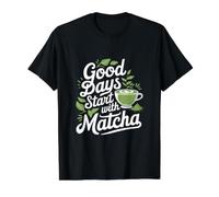 Empieza un Buen día con Matcha Funny Matcha Iced Tea Camiseta gráfica económica, Hombre, Negro, S