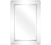 Empire Art Direct Espejos de pared rectangulares para pared, espejos biselados montados en la pared, espejo de tocador de baño, marco de madera maciza, espejo central biselado de 1 pulgada, 24 x 36