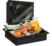 Empire - Bandeja de regazo con cojín de puf - Bandeja de regazo acolchada suave de madera con cojín para comer, beber y portátil - Ideal para desayuno, cena, aperitivos y trabajo - cómoda, portátil