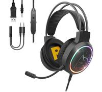 EMPIRE GAMING - 2024 - Icarus S17 Auriculares para Juegos RGB - para PS5, PS4, Xbox One/Series, PC, Mac, Smartphones, tabletas - Mando a Distancia - Micrófono felxible - Negro
