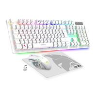EMPIRE GAMING - Armor RF800 Wireless Recargable Gaming Teclado y Ratón Set QWERTZ (disposición DE) - Teclado 2,4GHz RGB - Ratón 4800DPI con alfombrilla para ratón - PC PS4 PS5 Xbox One/Serie Mac