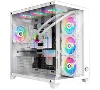 Empire Gaming - Caja para PC Gamer CL-242 - ARGB Gran Torre ATX, Micro-ATX e ITX - 7 Ventiladores 120 mm 3 Pines 5 voltios LED RGB direccionable - MB Sync - Mid Tower Blanco