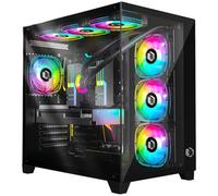 Empire Gaming - Caja para PC Gamer CM-242 - ARGB Gran Torre ATX, Micro-ATX e ITX - 7 Ventiladores 120 mm 3 Pines 5 voltios LED RGB direccionable - MB Sync - Mid Tower Negro