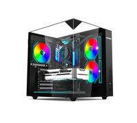 Empire Gaming EC253 - Caja para PC Cube ATX/mATX/ITX, cristal templado panorámico - 3 ventiladores ARGB preinstalados + controlador - GPU 330 mm - Ventirad 168 mm - Watercooling 240 mm - USB-C - Negro