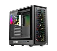 Empire Gaming EC257 - Carcasa para PC Gamer de Media Torre ATX/mATX/ITX, Frontal de Malla Airflow, 4 Ventiladores ARGB de 120 mm Preinstalados + HUB PWM, Vidrio Templado, GPU 420 mm, Watercooling 360