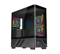 Empire Gaming ECM252 - Caja para PC Gaming Media Torre - Pantalla Digital integrada (Temperatura CPU/GPU, RPM) - 3 Ventiladores ARGB - Compatible con ATX, Micro-ATX, ITX - USB C (Negro)