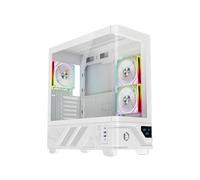 EMPIRE GAMING ECM252 - Carcasa para PC Gaming Media Torre - Pantalla Digital integrada (Temperatura CPU/GPU, RPM) - 3 Ventiladores ARGB - Compatible ATX, Micro-ATX, ITX - USB C (Blanco)