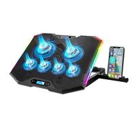 EMPIRE GAMING - Guardian S-C100 Refrigerador PC Ordenador Portátil RGB Gamer - 6 Ventiladores - Controlador LCD - 5 Alturas Regulables - Compatible de 12’’ a 17’’ -Soporte Smartphone Desmontable