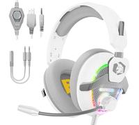 Empire Gaming H13 - Auriculares para Gamer RGB, Consola de Videojuegos, Xbox One/Series, Switch, PC, Mac, Smartphones, tabletas - Control Remoto - Sonido estéreo de Alta definición - Blanco