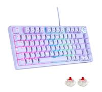 EMPIRE GAMING K248 - Mechanische Gaming-Tastatur DE (QWERTZ), Kabelgebunden, MX Red, Multimedia-RAD, USB-C, RGB-Hintergrundbeleuchtung, 82 Tasten, Anti-Ghosting, PC/PS4/PS5/Xbox (Weiß)