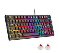 EMPIRE GAMING K248 - Mechanische Gaming-Tastatur DE (QWERTZ), Kabelgebunden, MX Red, Multimedia-RAD, USB-C, RGB-Hintergrundbeleuchtung, 82 Tasten, Anti-Ghosting, PC/PS4/PS5/Xbox (Schwarz)