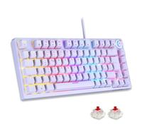 Empire Gaming - Nuevo 2024 - K248 - Teclado Gaming con cable Switches Mecánico MX Red (FR AZERTY) - Tipo C - para PC/PS4/PS5/Xbox - Retroiluminación RGB - 82 teclas - 26 teclas anti-fantasma (blanco)