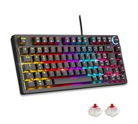 Empire Gaming - Nuevo 2025 - K248 - Teclado mecánico Gaming con cable Switches MX Red (FR AZERTY) - Tipo C - para PC/PS4/PS5/Xbox - Retroiluminación RGB - 82 teclas - 26 teclas antifantasma (Negro)