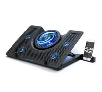 EMPIRE GAMING - Turboost Aluminium Soporte de refrigeración para portátiles Gamer Compatible de 12 a 17 Pulgadas - 5 Ventiladores potentes y silenciosos - Ergonómico 5 Alturas Regulables - Led