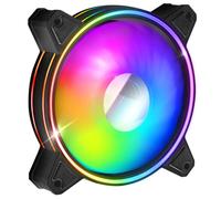 EMPIRE GAMING - Ventilador de Caja Mirror PC Gamer 120 mm - Flujo de aire elevado - RGB Direccionable LED PWM 3 Pines 5 V - Dual Loop - Silencioso - Refrigeración 12 CM - Negro