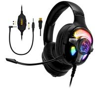 EMPIRE GAMING - WarCry G-W10 Cascos Auriculares Gaming RGB - Sonido Envolvente 7.1 Virtual Software Incluido Antirruido - PS4, PS5, Xbox One/Series,PC - Mando a Distancia - Micrófono Desmontable