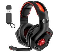 EMPIRE GAMING - WarCry P-W1 Cascos Auriculares Gaming Inalámbrico con Micrófono - PC/PS4/PS5/Xbox/Switch/Mac -2,4 GHz Wireless - Sonido Estéreo Surround -LED Roja