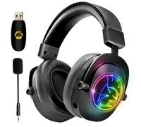 EMPIRE GAMING - WarCry P-W2 Cascos Auriculares para Juegos WiFi inalámbrico con Micrófono Desmontable 2.4GHz RGB -PS5/PS4/PC/Mac/Switch-Sonido Estéreo Envolvente-Cancelación de Ruido-Jack 3.5 mm