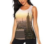 Empire State Building - Camiseta sin mangas de yoga con estampado de edificios para mujer, ropa deportiva sin mangas para correr, Negro, XXL