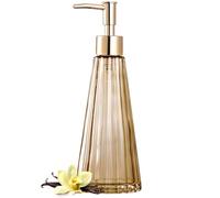 EMPO Dispensador de jabón de vidrio elegante vintage, jabón líquido, botella de champú con bomba, decoración rústica de granja cristal, accesorios de baño (marrón)