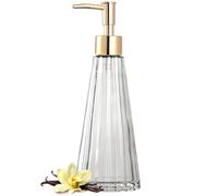 EMPO Dispensador de jabón de vidrio elegante vintage, jabón líquido, botella de champú con bomba, decoración rústica de granja cristal, accesorios de baño (transparente)