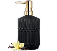 EMPO Dispensador de jabón de Vidrio Negro Mate con Bomba de plástico ABS, dispensadores de loción para Cocina, baño (Negro)